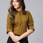 Sap Green Half Sleeve Top