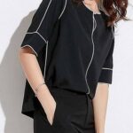Black Piping Half Sleeve Top